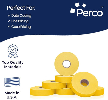 Perco Pricing Labels for Monarch 1136 - Yellow Case of 8 Sleeves / 64 Rolls / 112000 Blank Pricing Labels