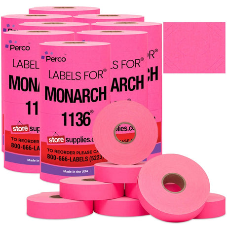 Perco Pricing Labels for Monarch 1136 - Case of 8 Sleeves / 64 Rolls / 112000 Blank Pricing Labels 8 Sleeves