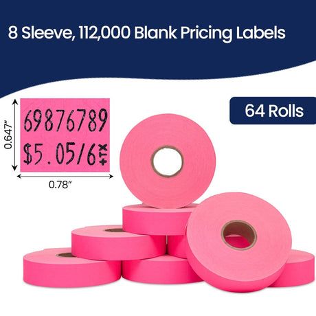 Perco Pricing Labels for Monarch 1136 - Case of 8 Sleeves / 64 Rolls / 112000 Blank Pricing Labels 8 Sleeves