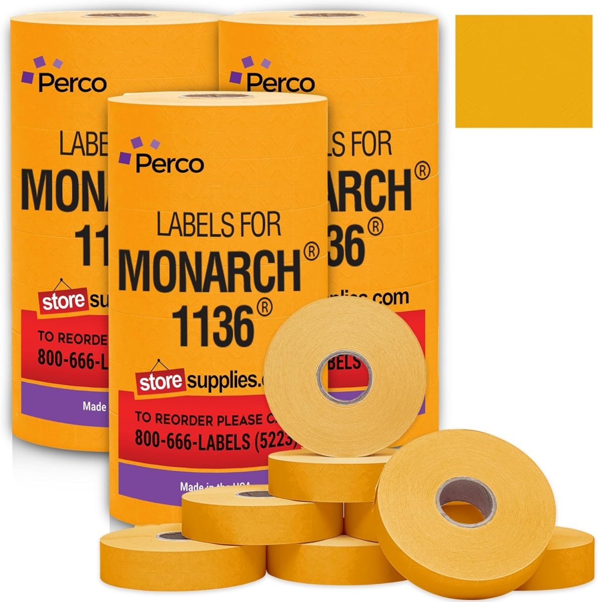 Perco Pricing Labels for Monarch 1136 - Fluorescent Orange 3 Sleeves