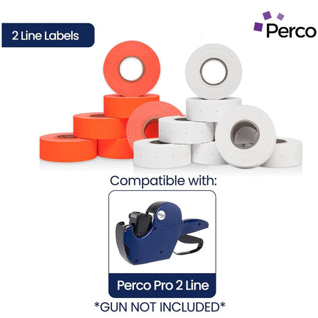 Perco Pro 2 - Line Color Code Labels - White and Fluorescent Green / 2 Sleeves / 16 rolls / 12000 Blank Pricing Labels