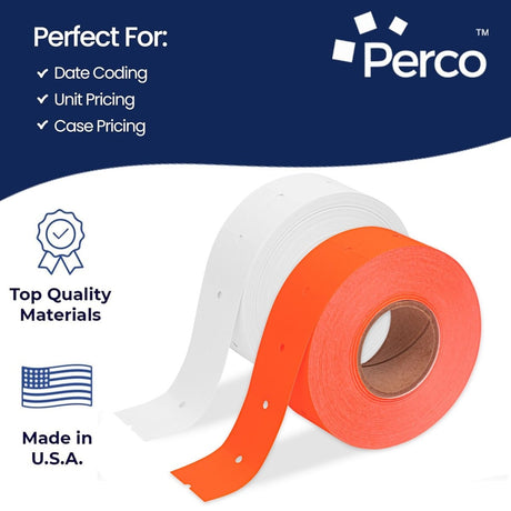Perco Pro 2 - Line Color Code Labels - White and Fluorescent Green / 2 Sleeves / 16 rolls / 12000 Blank Pricing Labels