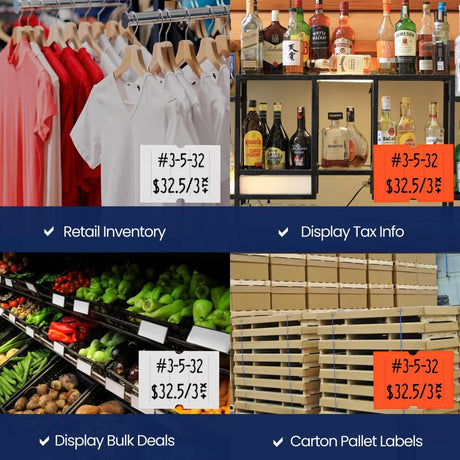 Perco Pro 2 - Line Color Code Labels - White and Fluorescent Green / 2 Sleeves / 16 rolls / 12000 Blank Pricing Labels