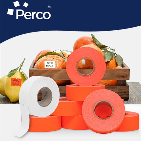 Perco Pro 2 - Line Color Code Labels - White and Fluorescent Green / 2 Sleeves / 16 rolls / 12000 Blank Pricing Labels