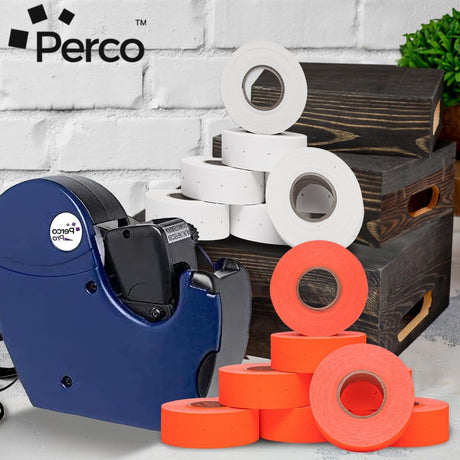 Perco Pro 2 - Line Color Code Labels - White and Fluorescent Green / 2 Sleeves / 16 rolls / 12000 Blank Pricing Labels