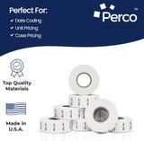 Perco Pro - 2 Line Date Labels for Perco 2 Line Date Guns - Made in USA - SELL BY 1 Sleeve / 8 Rolls / 6000 Blank Date Labels
