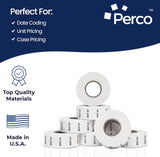 Perco Pro - 2 Line Date Labels for Perco 2 Line Date Guns - Made in USA - BEST BY 4 Sleeves / 32 Rolls / 24000 Blank Date Labels