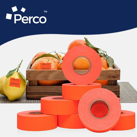 Perco Pro 2 - Line Labels - Fluorescent Red Case of 10 Sleeves / 64 Rolls / 60000 Blank Pricing Labels