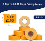 Perco Pro 2 - Line Labels - Fluorescent Orange 1 Sleeve / 8 Rolls / 6000 Blank Pricing Labels