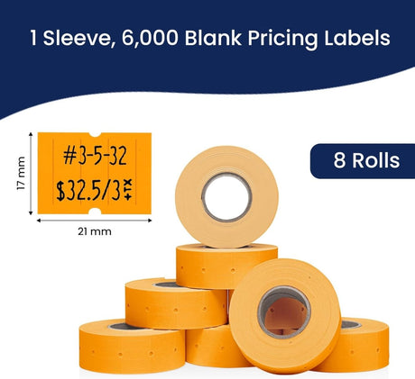 Perco Pro 2 - Line Labels - Fluorescent Orange 1 Sleeve / 8 Rolls / 6000 Blank Pricing Labels