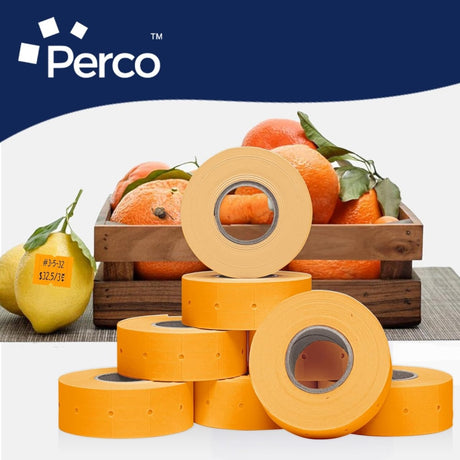 Perco Pro 2 - Line Labels - Fluorescent Orange Package of 4 Sleeves / 32 Rolls / 24000 Blank Pricing Labels