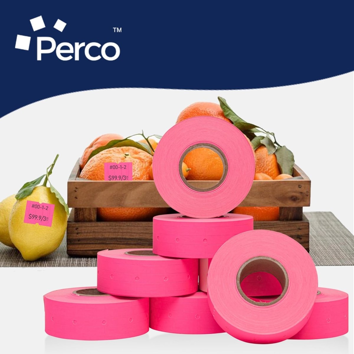 Perco Pro 2 - Line Labels - Fluorescent Pink 1 Sleeve / 8 Rolls / 6000 Blank Pricing Labels