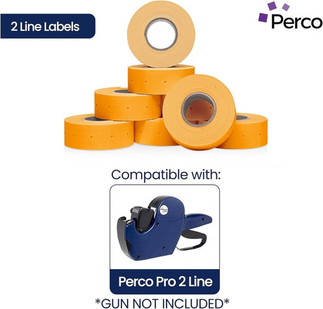 Perco Pro 2 - Line Labels - Fluorescent Orange Package of 4 Sleeves / 32 Rolls / 24000 Blank Pricing Labels