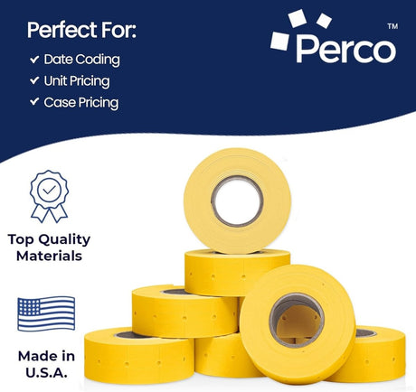 Perco Pro 2 - Line Labels - Yellow 1 Sleeve / 8 Rolls / 6000 Blank Pricing Labels
