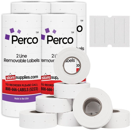 Perco Pro 2 - Line Labels - Removable Package of 4 Sleeves / 32 Rolls / 24000 Blank Pricing Labels