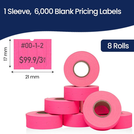 Perco Pro 2 - Line Labels - Fluorescent Pink 1 Sleeve / 8 Rolls / 6000 Blank Pricing Labels