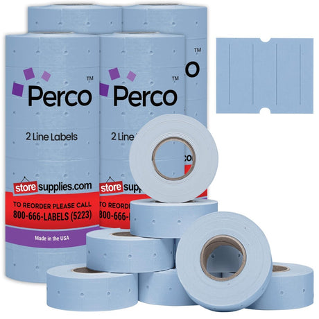 Perco Pro 2 - Line Labels - Blue Package of 4 Sleeves / 32 Rolls / 24000 Blank Pricing Labels