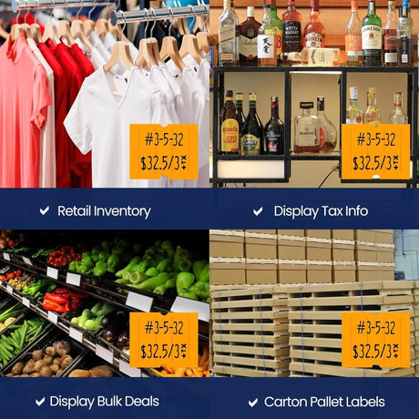 Perco Pro 2 - Line Labels - Fluorescent Orange Package of 4 Sleeves / 32 Rolls / 24000 Blank Pricing Labels