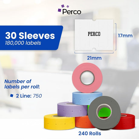 Perco Pro 2 - Line Labels - Custom 1 Sleeve / 8 Rolls / 6000 Blank Pricing Labels
