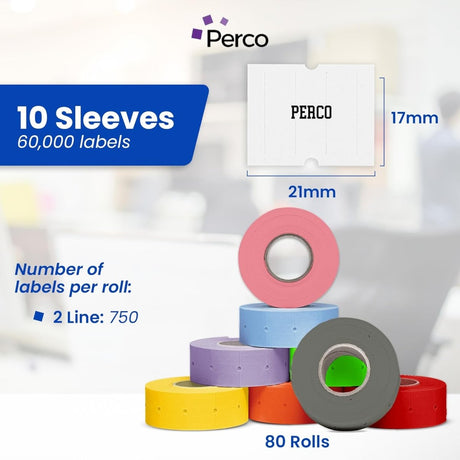 Perco Pro 2 - Line Labels - White 1 Sleeve / 8 Rolls / 6000 Blank Pricing Labels