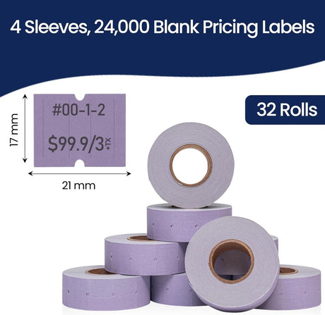 Perco Pro 2 - Line Labels - Lavender Package of 4 Sleeves / 32 Rolls / 24000 Blank Pricing Labels