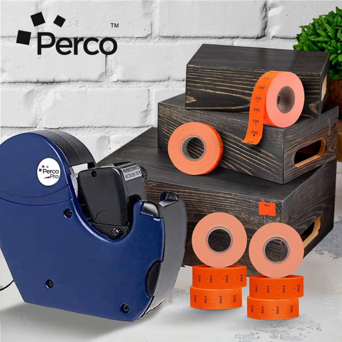 Perco Pro 2 - Line Labels - Fluorescent Red Sale Package of 4 Sleeves / 32 Rolls / 24000 Blank Pricing Labels