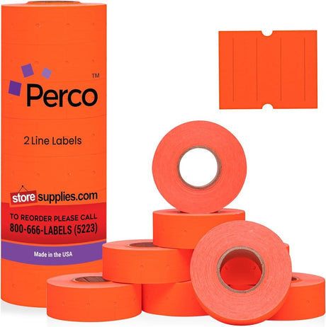 Perco Pro 2 - Line Labels - Fluorescent Red 1 Sleeve / 8 Rolls / 6000 Blank Pricing Labels