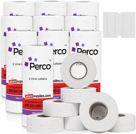 Perco Pro 2 - Line Labels - White Case of 10 Sleeves / 64 Rolls / 60000 Blank Pricing Labels