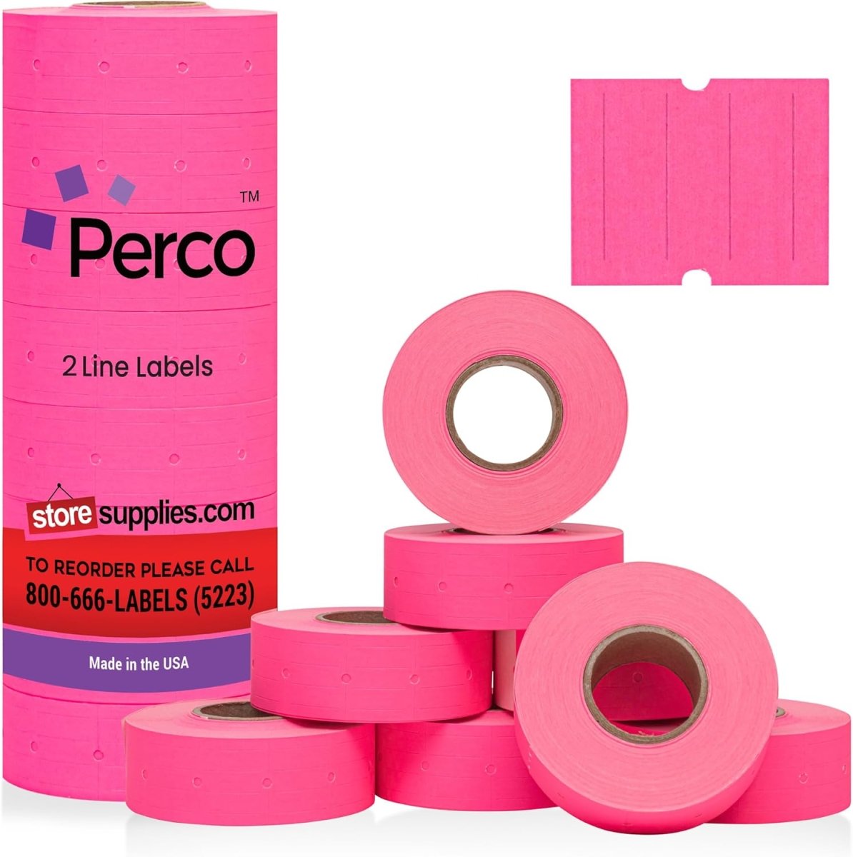 Perco Pro 2 - Line Labels - Fluorescent Pink 1 Sleeve / 8 Rolls / 6000 Blank Pricing Labels