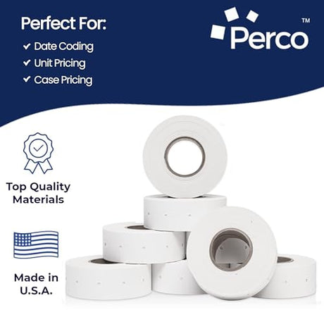 Perco - Pro 2 - Line Labels - Freezer Adhesive Price Labels For Perco Pro 2 Line - 1 Sleeve / 8 Rolls / 6000 Blank Pricing Labels
