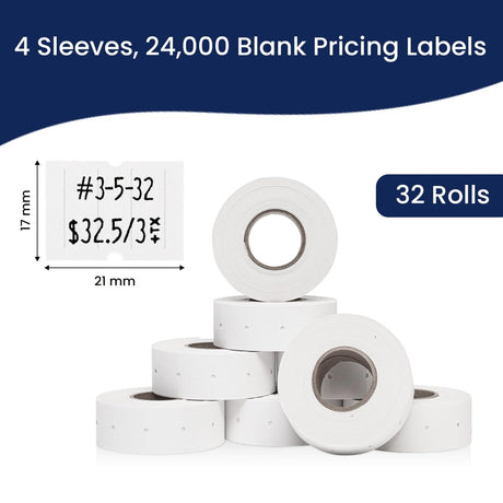 Perco - Pro 2 - Line Labels - Freezer Adhesive Price Labels For Perco Pro 2 Line - Package of 4 Sleeves / 32 Rolls / 24000 Blank Pricing Labels
