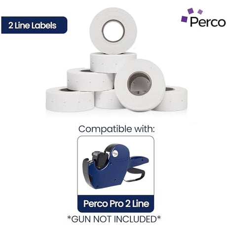 Perco - Pro 2 - Line Labels - Freezer Adhesive Price Labels For Perco Pro 2 Line - 1 Sleeve / 8 Rolls / 6000 Blank Pricing Labels