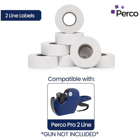 Perco - Pro 2 - Line Labels - Freezer Adhesive Price Labels For Perco Pro 2 Line - Package of 4 Sleeves / 32 Rolls / 24000 Blank Pricing Labels