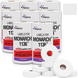 Perco Removable Price Labels for Monarch 1136 - Case of 8 Sleeves / 64 Rolls / 112000 Blank Pricing Labels
