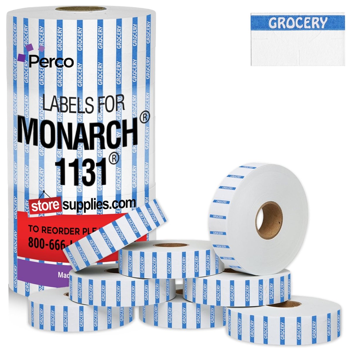Perco Reverse Print Price Labels for Monarch 1131 - 1 Sleeve 1 Sleeve / 8 Rolls / 8000 Grocery Pricing Labels