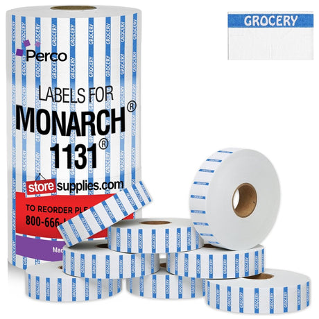 Perco Reverse Print Price Labels for Monarch 1131 - 1 Sleeve 1 Sleeve / 8 Rolls / 8000 Grocery Pricing Labels