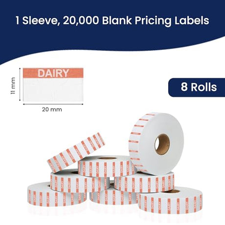 Perco Reverse Print Price Labels for Monarch 1131 - 1 Sleeve 1 Sleeve / 8 Rolls / 8000 Dairy Pricing Labels