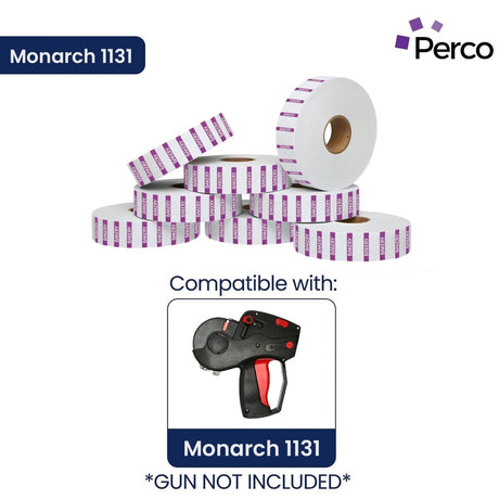 Perco Reverse Print Price Labels for Monarch 1131 - 1 Sleeve 1 Sleeve / 8 Rolls / 8000 Bakery Pricing Labels