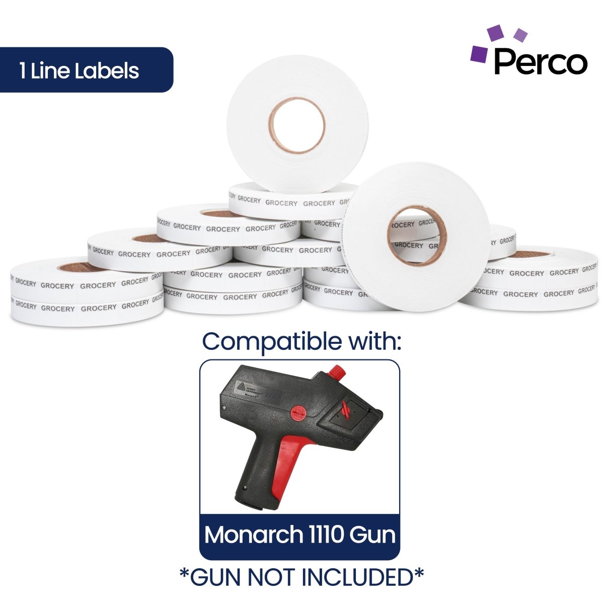 Perco Reverse Print Pricing Labels for Monarch 1110 - Grocery (Black) 1 Sleeve / 16 Rolls / 17000 Reverse Print Pricing Labels