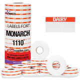 Perco Reverse Print Pricing Labels for Monarch 1110 - Dairy 1 Sleeve / 16 Rolls / 17000 Reverse Print Pricing Labels
