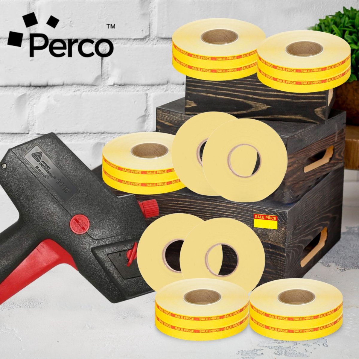 Perco Reverse Print Pricing Labels for Monarch 1110 - Sale 1 Sleeve / 16 Rolls / 17000 Reverse Print Pricing Labels