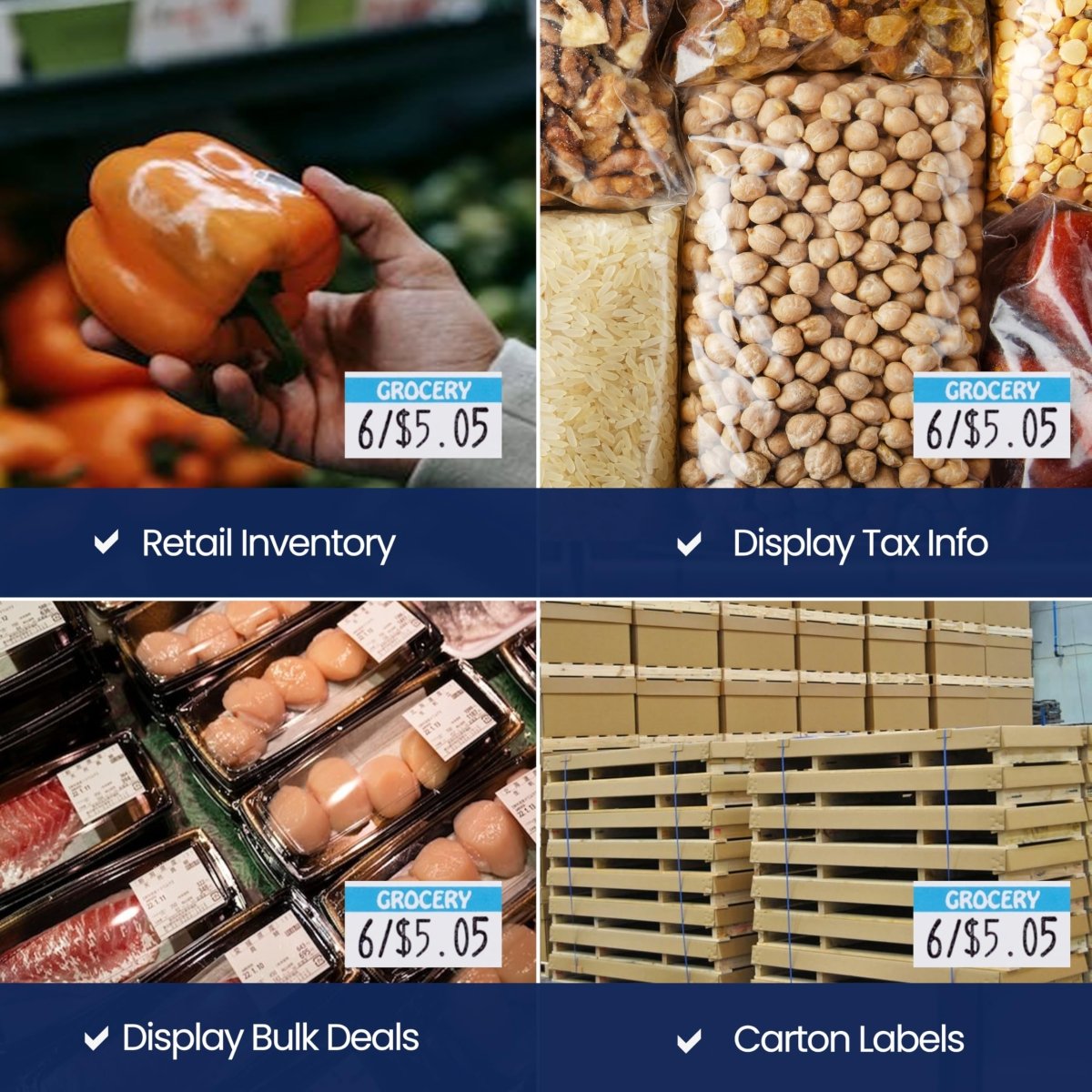 Perco Reverse Print Pricing Labels for Monarch 1110 - Grocery (Blue) 1 Sleeve / 16 Rolls / 17000 Reverse Print Pricing Labels