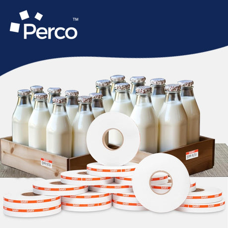 Perco Reverse Print Pricing Labels for Monarch 1110 - Dairy 1 Sleeve / 16 Rolls / 17000 Reverse Print Pricing Labels
