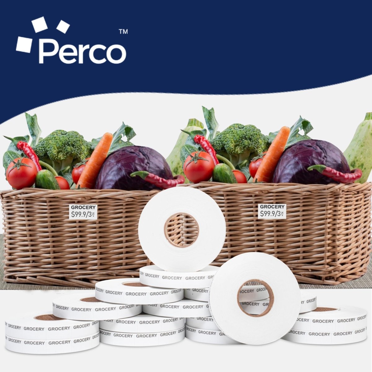 Perco Reverse Print Pricing Labels for Monarch 1110 - Grocery (Black) 1 Sleeve / 16 Rolls / 17000 Reverse Print Pricing Labels