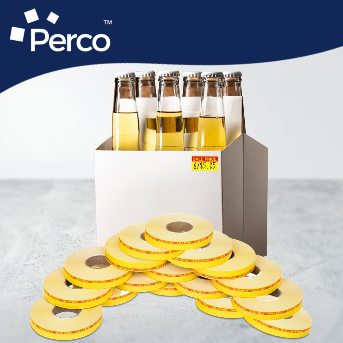 Perco Reverse Print Pricing Labels for Monarch 1110 - Sale 1 Sleeve / 16 Rolls / 17000 Reverse Print Pricing Labels