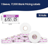 Perco Reverse Print Pricing Labels for Monarch 1110 - Bakery 1 Sleeve / 16 Rolls / 17000 Reverse Print Pricing Labels