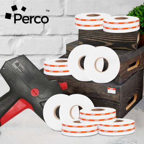 Perco Reverse Print Pricing Labels for Monarch 1110 - Dairy 1 Sleeve / 16 Rolls / 17000 Reverse Print Pricing Labels