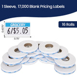 Perco Reverse Print Pricing Labels for Monarch 1110 - Grocery (Blue) 1 Sleeve / 16 Rolls / 17000 Reverse Print Pricing Labels