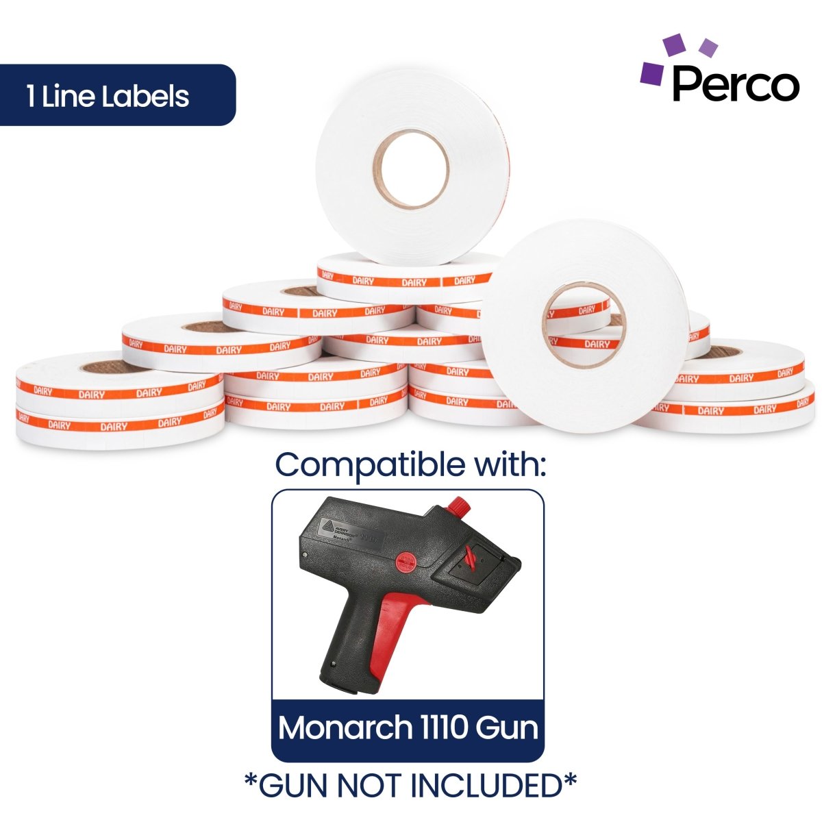Perco Reverse Print Pricing Labels for Monarch 1110 - Dairy 1 Sleeve / 16 Rolls / 17000 Reverse Print Pricing Labels