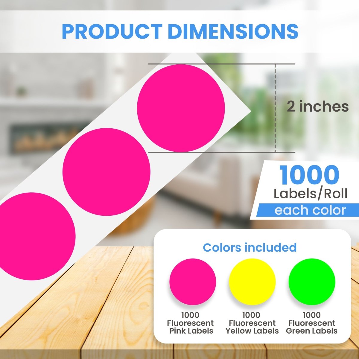 Perco Round Dot Sticker Labels - Permanent Adhesive, 0.5 to 4 Inch, 3 - Roll & 10 - Roll Packs - 2 Inch 3 Rolls